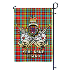 Custom Name Clan Ogilvie Tartan Garden Flag with Clan Crest and the Golden Sword of Courageous Legacy PR75