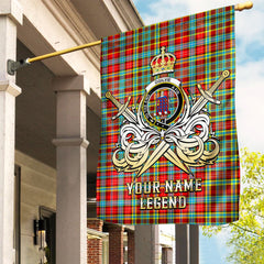 Custom Name Clan Ogilvie Tartan Garden Flag with Clan Crest and the Golden Sword of Courageous Legacy PR75