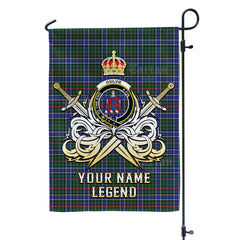 Custom Name Clan Ogilvie Hunting Modern Tartan Garden Flag with Clan Crest and the Golden Sword of Courageous Legacy RZ48