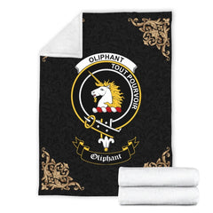 Clan Oliphant Crest Tartan Premium Blanket Black AX12 Clan Oliphant Tartan Today