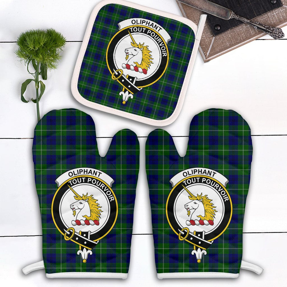 Clan Oliphant Modern Tartan Crest Oven Mitt And Pot Holder (2 Oven Mitts + 1 Pot Holder) ZI86 Clan Oliphant Tartan Today
