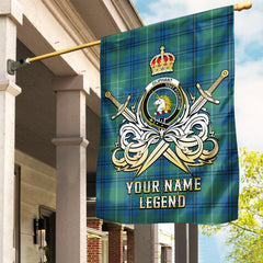 Custom Name Clan Oliphant Ancient Tartan Garden Flag with Clan Crest and the Golden Sword of Courageous Legacy UJ32