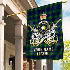 Custom Name Clan Oliphant Modern Tartan Garden Flag with Clan Crest and the Golden Sword of Courageous Legacy EM57