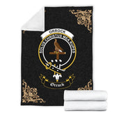 Clan Orrock Crest Tartan Premium Blanket Black UV51 Clan Orrock Tartan Today
