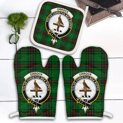 Clan Orrock Tartan Crest Oven Mitt And Pot Holder (2 Oven Mitts + 1 Pot Holder)