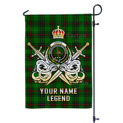 Custom Name Clan Orrock (Fife) Tartan Garden Flag with Clan Crest and the Golden Sword of Courageous Legacy OG83
