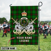 Personalized Custom Name Clan Orrock (Fife) Tartan Garden Flag with Clan Crest and the Golden Sword of Courageous Legacy OG83 - Orrock (Fife) Tartan Design, Scottish Heritage Gift
