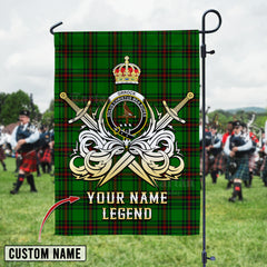 Personalized Custom Name Clan Orrock (Fife) Tartan Garden Flag with Clan Crest and the Golden Sword of Courageous Legacy OG83 - Orrock (Fife) Tartan Design, Scottish Heritage Gift