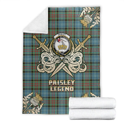 Clan Paisley Tartan Gold Courage Symbol Blanket
