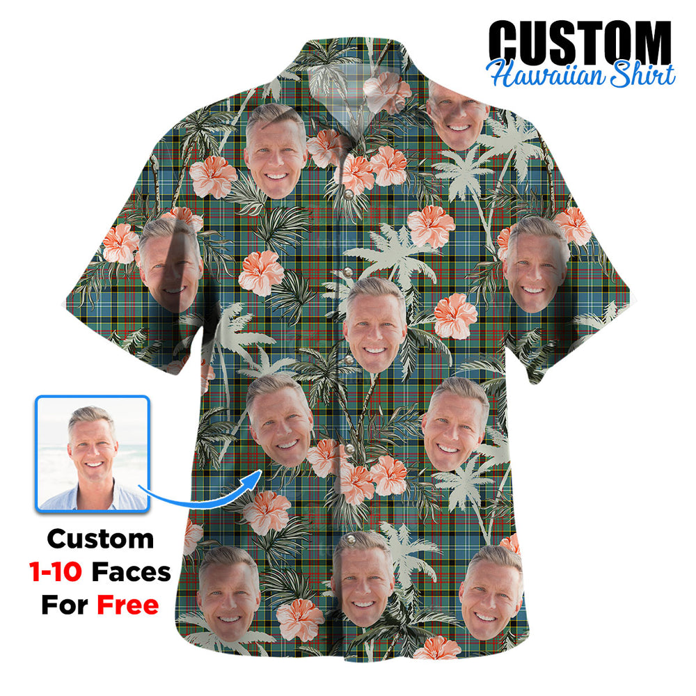 Clan Paisley District Tartan Custom Face Hawaiian Shirt – Unisex Gift for Family Members, Summer Party GA97 Paisley District Tartan Tartan Hawaii Shirt