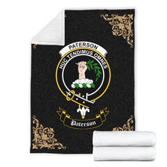 Clan Paterson Crest Tartan Premium Blanket Black GW61 Clan Paterson Tartan Today