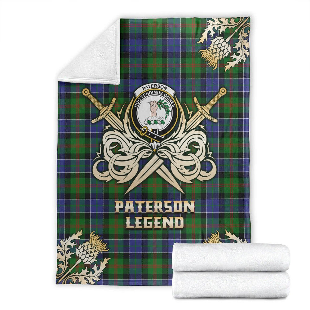 Clan Paterson Tartan Gold Courage Symbol Blanket YJ70 Clan Paterson Tartan Today