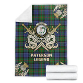 Clan Paterson Tartan Gold Courage Symbol Blanket YJ70 Clan Paterson Tartan Today