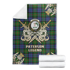 Clan Paterson Tartan Gold Courage Symbol Blanket YJ70 Clan Paterson Tartan Today