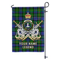 Custom Name Clan Paterson Tartan Garden Flag with Clan Crest and the Golden Sword of Courageous Legacy HY11