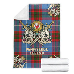 Clan Pennycook Tartan Gold Courage Symbol Blanket RF14 Clan Pennycook Tartan Today