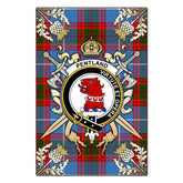 Clan Pentland Tartan Crest Black Garden Flag - Gold Thistle KS66 Clan Pentland Tartan Today