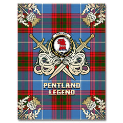 Clan Pentland Tartan Gold Courage Symbol Blanket XS49 Clan Pentland Tartan Today