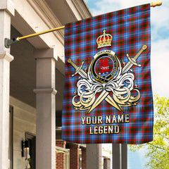 Custom Name Clan Pentland (Edinburgh) Tartan Garden Flag with Clan Crest and the Golden Sword of Courageous Legacy YE35
