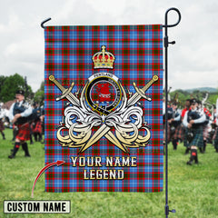 Personalized Custom Name Clan Pentland (Edinburgh) Tartan Garden Flag with Clan Crest and the Golden Sword of Courageous Legacy YE35 - Pentland (Edinburgh) Tartan Design, Scottish Heritage Gift