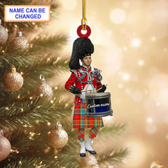 Personalized Clan Chattan Tartan Drummer Ornament with Custom Name – Scottish Christmas Tree Decoration