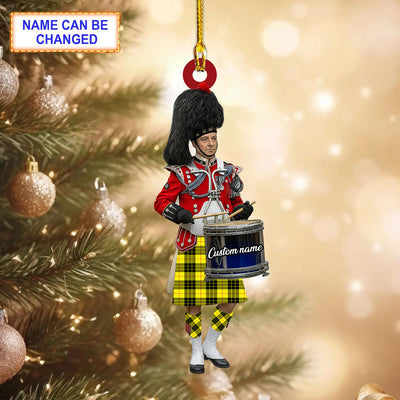 Personalized Clan MacLeod of Lewis Modern Tartan Drummer Ornament with Custom Name – Scottish Christmas Tree Decoration RQ71