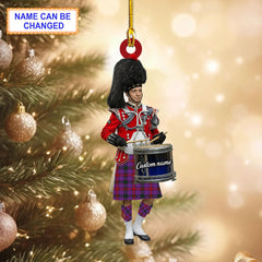 Personalized Clan Montgomery Modern Tartan Drummer Ornament with Custom Name – Scottish Christmas Tree Decoration