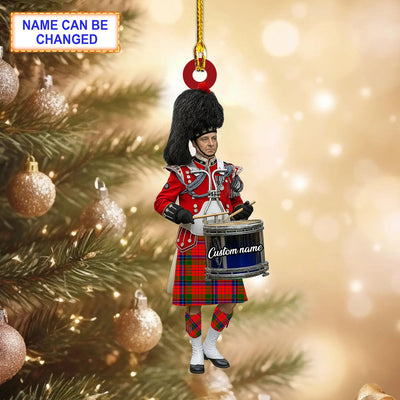 Personalized Clan Nicolson Modern Tartan Drummer Ornament with Custom Name – Scottish Christmas Tree Decoration