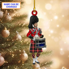 Personalized Clan Norwegian Night Tartan Drummer Ornament with Custom Name – Scottish Christmas Tree Decoration