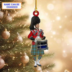 Personalized Clan Paisley District Tartan Drummer Ornament with Custom Name – Scottish Christmas Tree Decoration