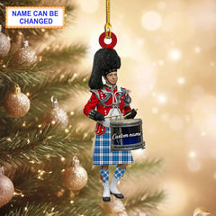 Personalized Clan Strathclyde District Tartan Drummer Ornament with Custom Name – Scottish Christmas Tree Decoration