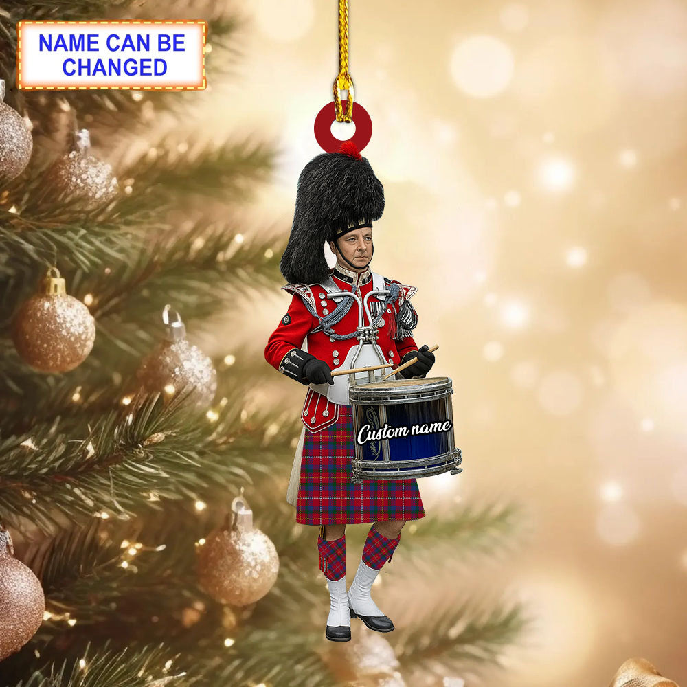 Personalized Clan Torrance Tartan Tartan Drummer Ornament with Custom Name – Scottish Christmas Tree Decoration