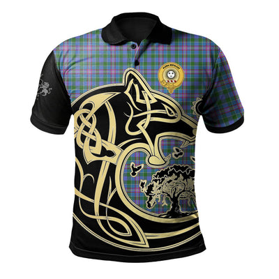 Clan Pitcairn Hunting Tartan Polo Shirt Viking Wolf