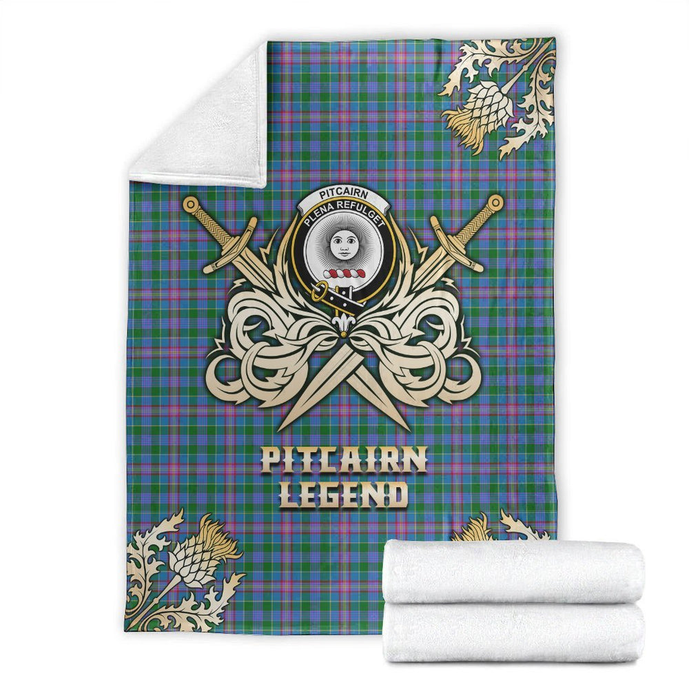 Clan Pitcairn Hunting Tartan Gold Courage Symbol Blanket RY94 Clan Pitcairn Tartan Today
