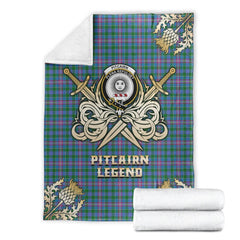 Clan Pitcairn Hunting Tartan Gold Courage Symbol Blanket RY94 Clan Pitcairn Tartan Today