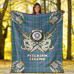 Clan Pitcairn Hunting Tartan Gold Courage Symbol Blanket RY94 Clan Pitcairn Tartan Today