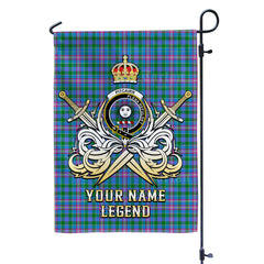 Custom Name Clan Pitcairn Hunting Tartan Garden Flag with Clan Crest and the Golden Sword of Courageous Legacy XE48