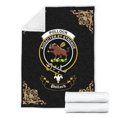 Clan Pollock Crest Tartan Premium Blanket Black AN36 Clan Pollock Tartan Today