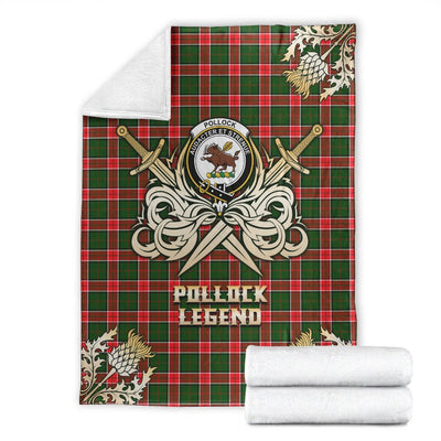 Clan Pollock Modern Tartan Gold Courage Symbol Blanket