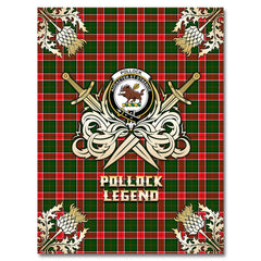 Clan Pollock Modern Tartan Gold Courage Symbol Blanket QI82 Clan Pollock Tartan Today