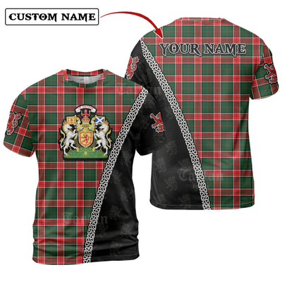 Personalized Clan Pollock Modern Tartan Shirt with Scotland Coat of Arms & Custom Name
