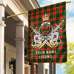 Custom Name Clan Pollock Modern Tartan Garden Flag with Clan Crest and the Golden Sword of Courageous Legacy VX62