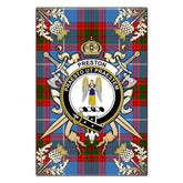 Clan Preston Tartan Crest Black Garden Flag - Gold Thistle LJ60 Clan Preston Tartan Today