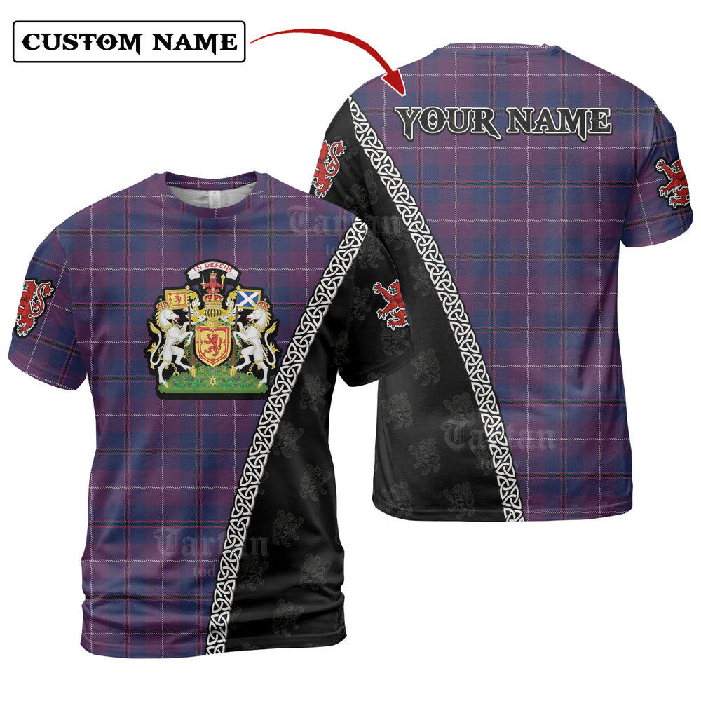 Pride of Glencoe Tartan Shirt with Scotland Coat of Arms & Custom Name NK95
