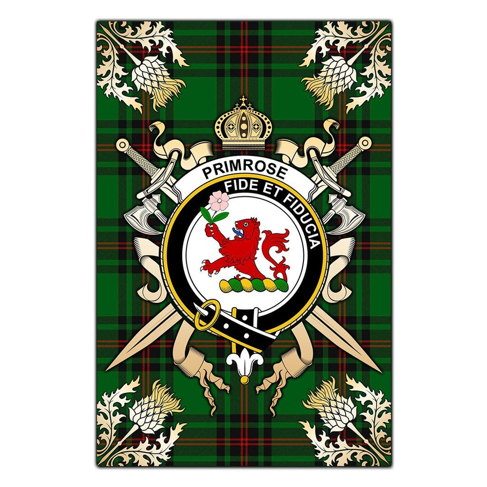 Clan Clan Primrose Tartan Crest Black Garden Flag - Gold Thistle NC81 Clan Primrose Tartan Today