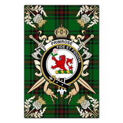 Clan Clan Primrose Tartan Crest Black Garden Flag - Gold Thistle NC81 Clan Primrose Tartan Today
