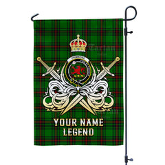 Custom Name Clan Primrose (Fife) Tartan Garden Flag with Clan Crest and the Golden Sword of Courageous Legacy PQ36