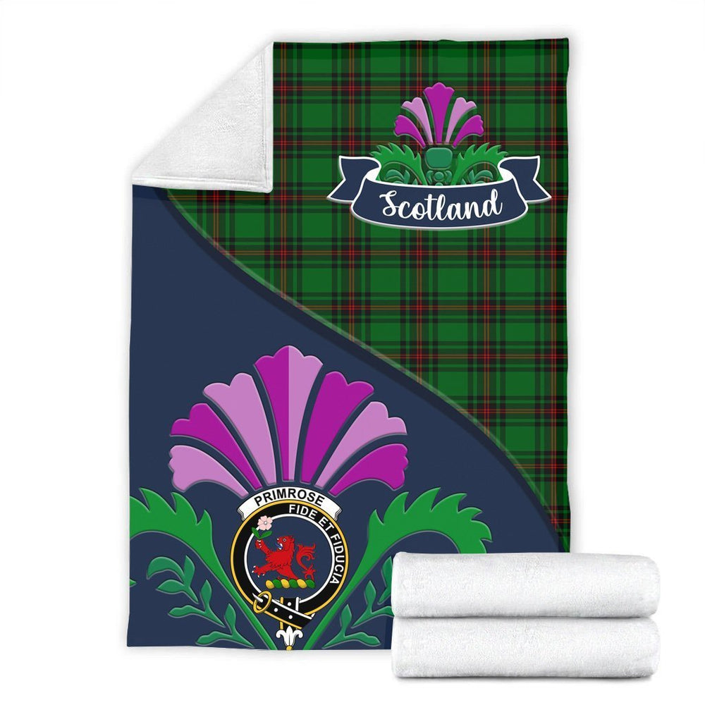 Clan Primrose Tartan Crest Premium Blanket Thistle Style VU13 Clan Primrose Tartan Today
