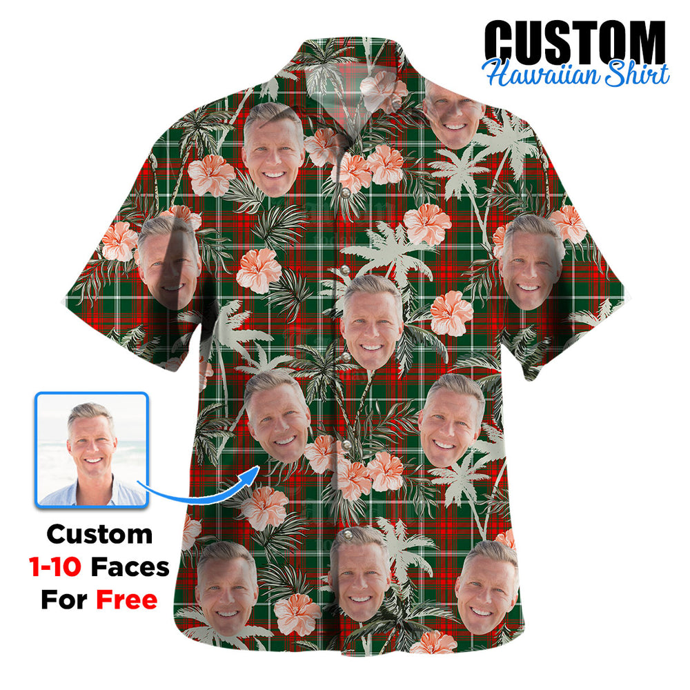 Clan Prince of Wales Tartan Custom Face Hawaiian Shirt – Unisex Gift for Family Members, Summer Party AR89 Prince of Wales Tartan Tartan Hawaii Shirt