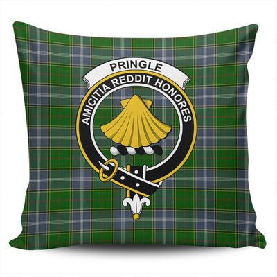 Clan Pringle Tartan Crest Pillow Cover